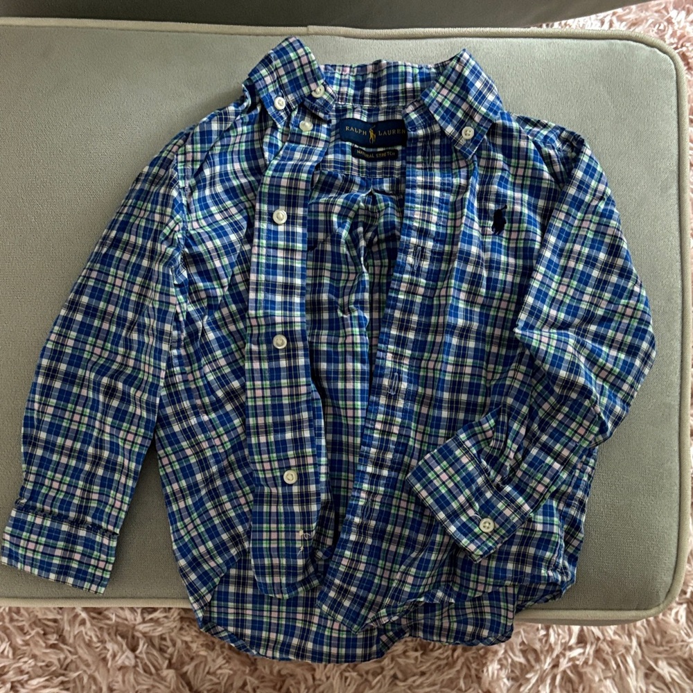 Ralph Lauren Kids Green and Blue Checkered Shirt